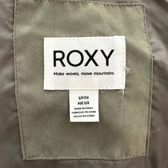Roxy Women's Quilted Jacket Small Green Zip-Up Puffer Bomber Coat Streetwear NWT - Picture 6 of 6